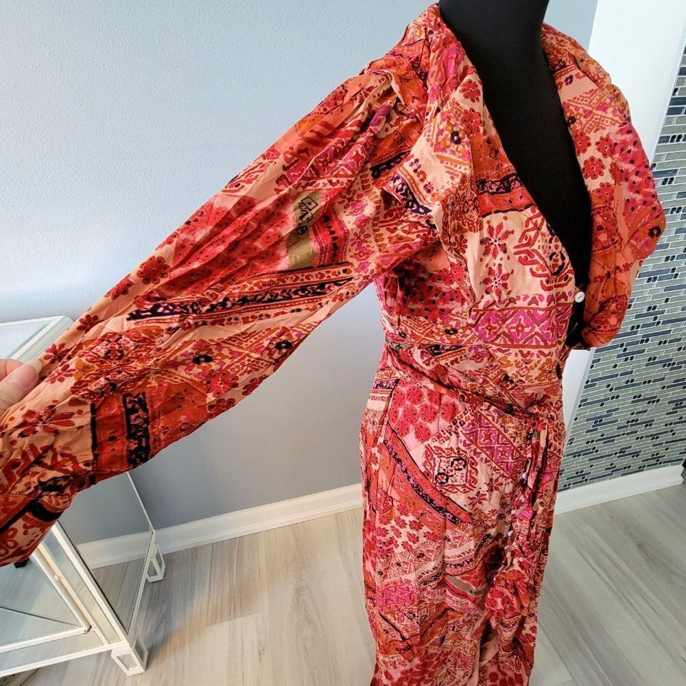 NWOT Free People Boho Robe Lennon Dress Maxi Button Front Size Small Retail $168 - Picture 11 of 16
